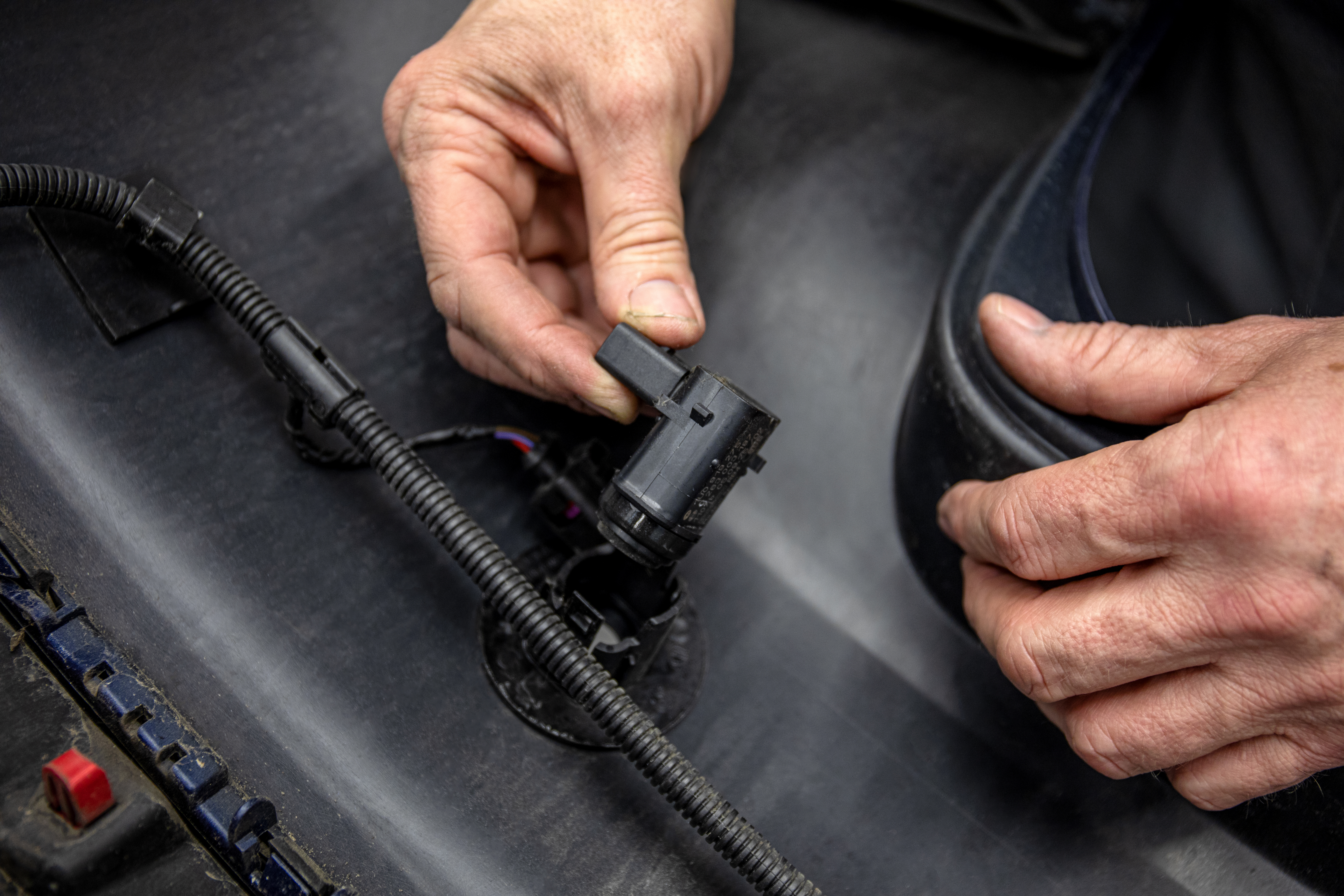 Ultraschallsensor im hinteren Stoßfänger