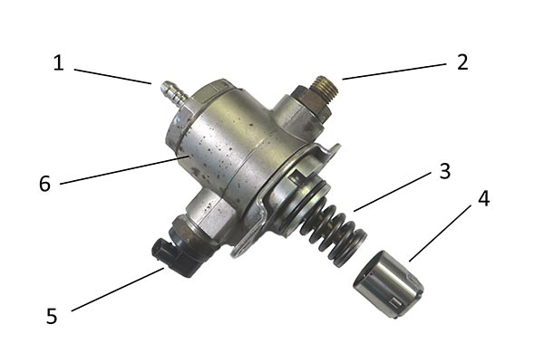 Design and function of the high-pressure fuel pump: Single-cylinder, high-pressure pump with roller tappet