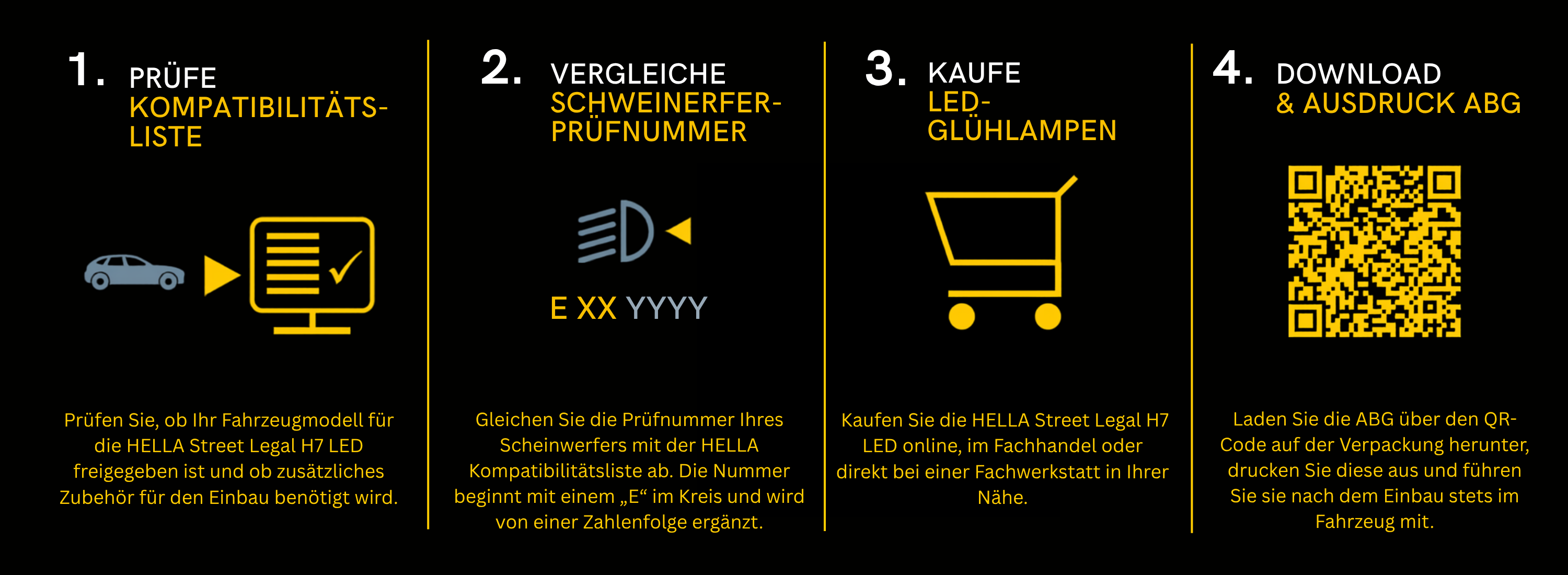 Die Schritte zum Upgrade mit der HELLA Street Legal LED H7