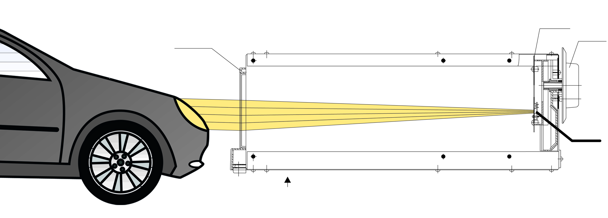 Beamsetter: Lens to aiming screen
