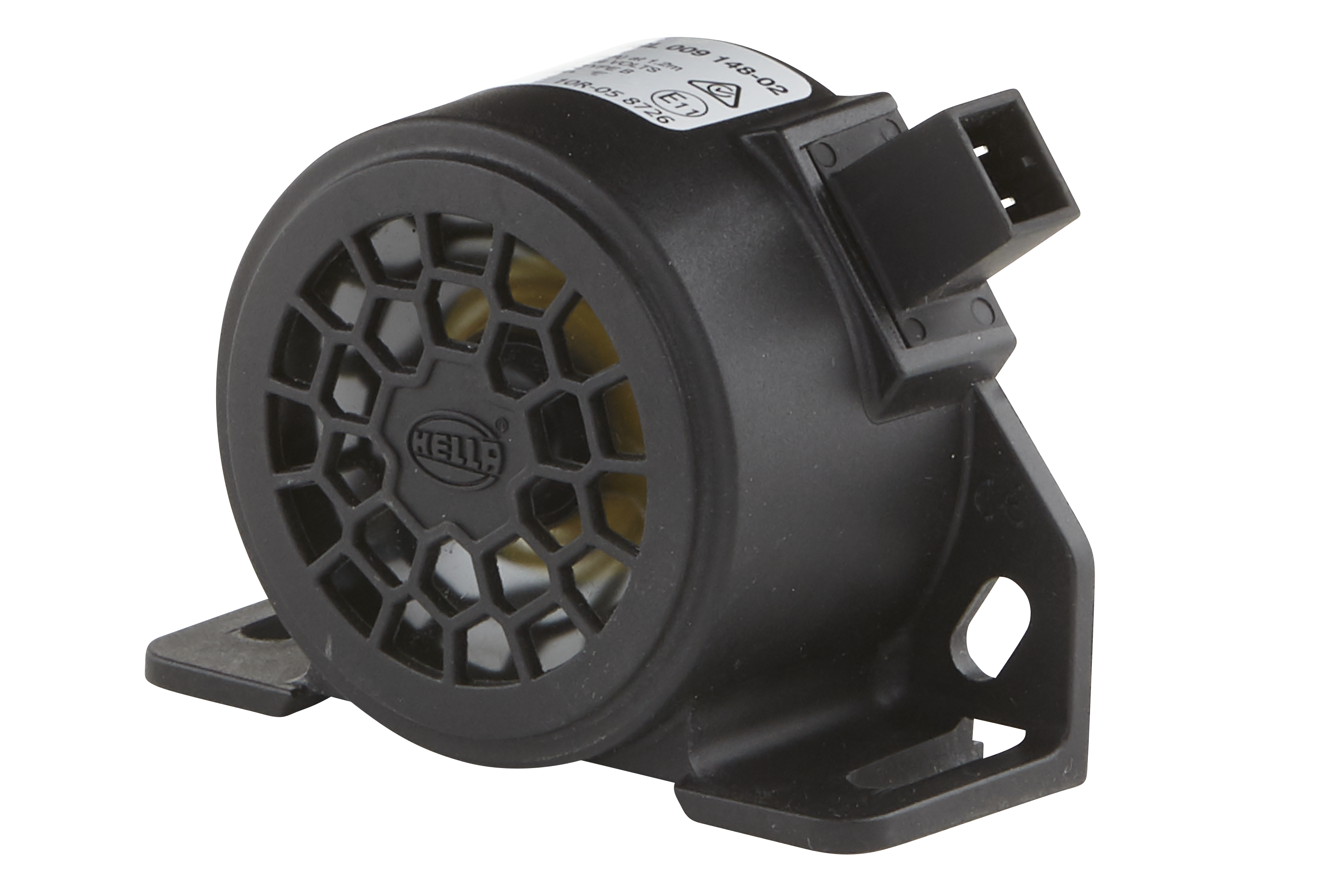 Alarma de marcha atrás resistente con conector AMP, amplio rango de temperaturas y homologación SAE J994 para garantizar la seguridad del vehículo.