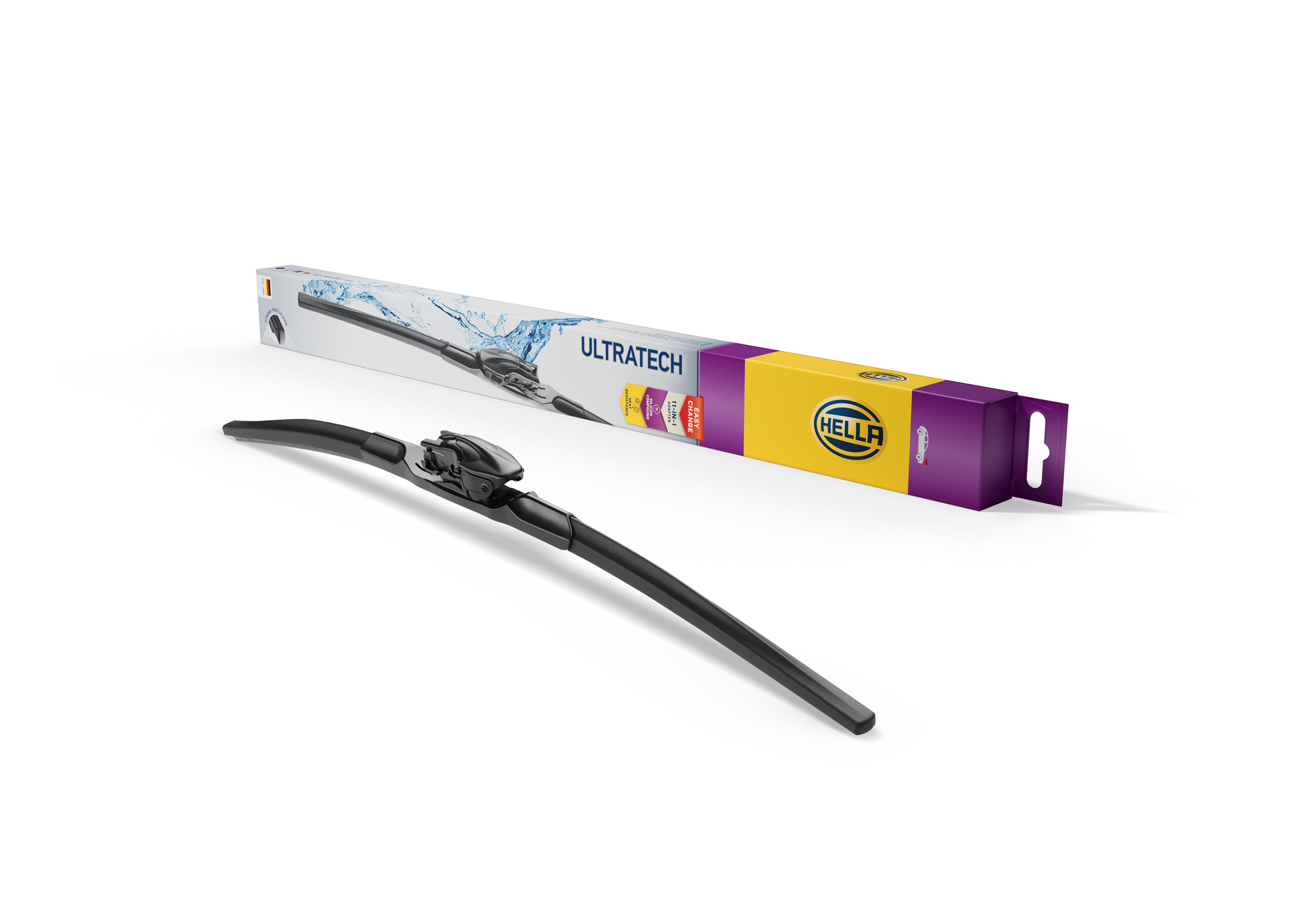HELLA Ultratech Wiper blades feature premium silicone technology, extreme weather resistance and a smart 11-in-1 adapter system for streak-free visibility, quieter operation and up to 3x longer-lasting performance.