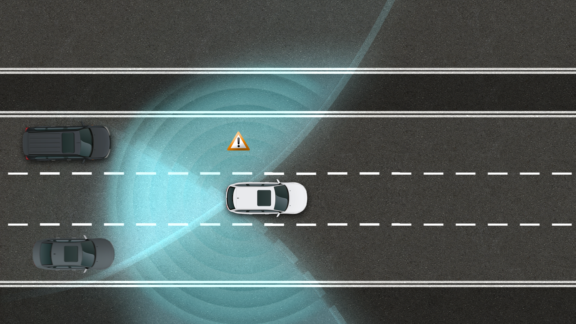 Lane change assistant: range of the radar