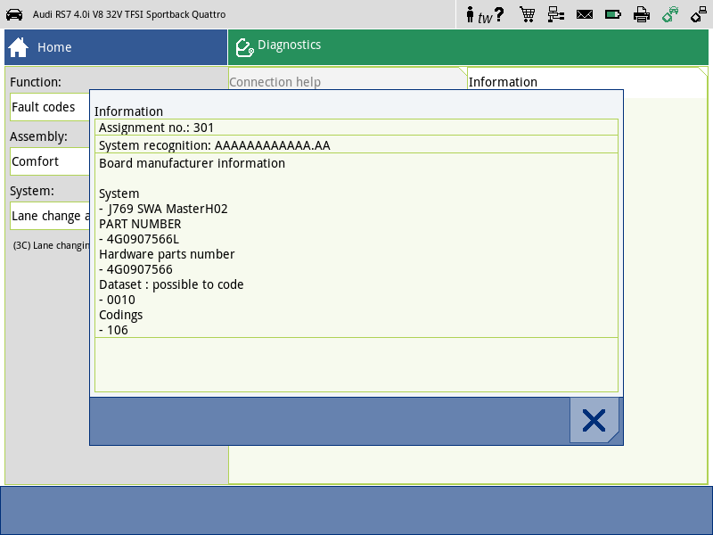 Diagnostic and repair instructions Lane change assistant: Identification of the control units