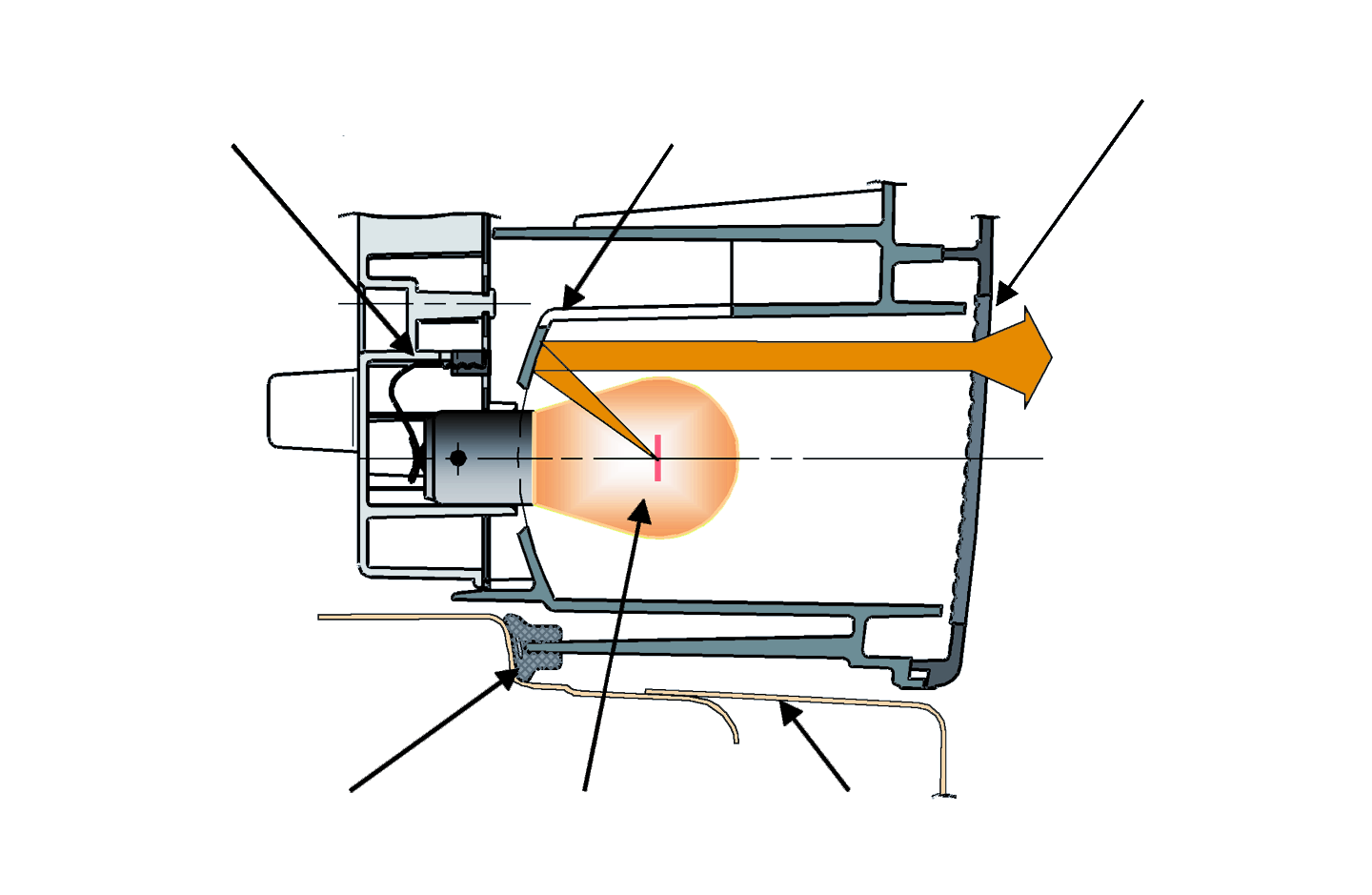 Signal light: Section through an automotive light