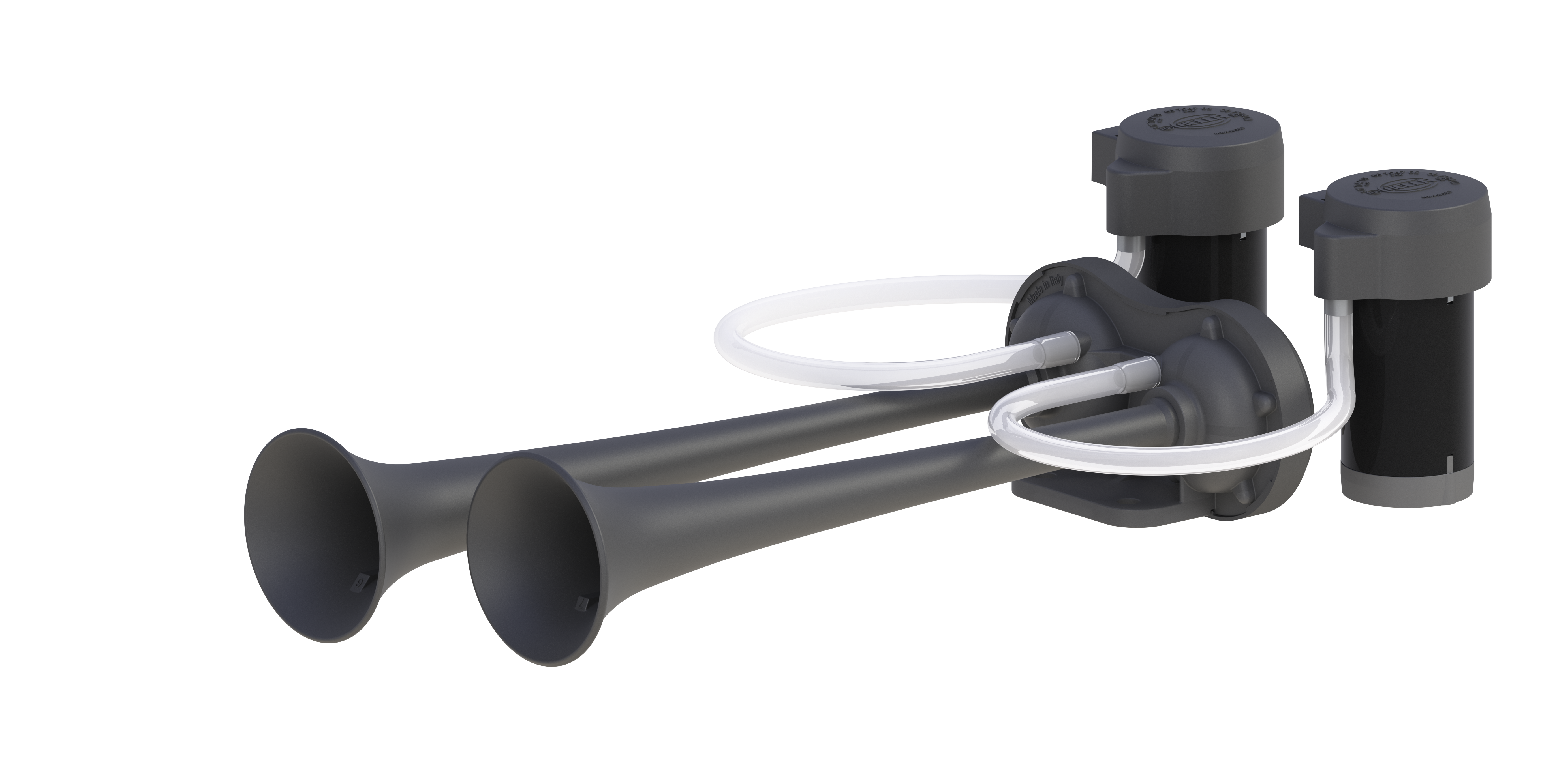 Leistungsstarkes Drucklufthorn mit zwei Kompressoren und tiefem Blaster-Sound – für flexible Montage und maximale Warnwirkung