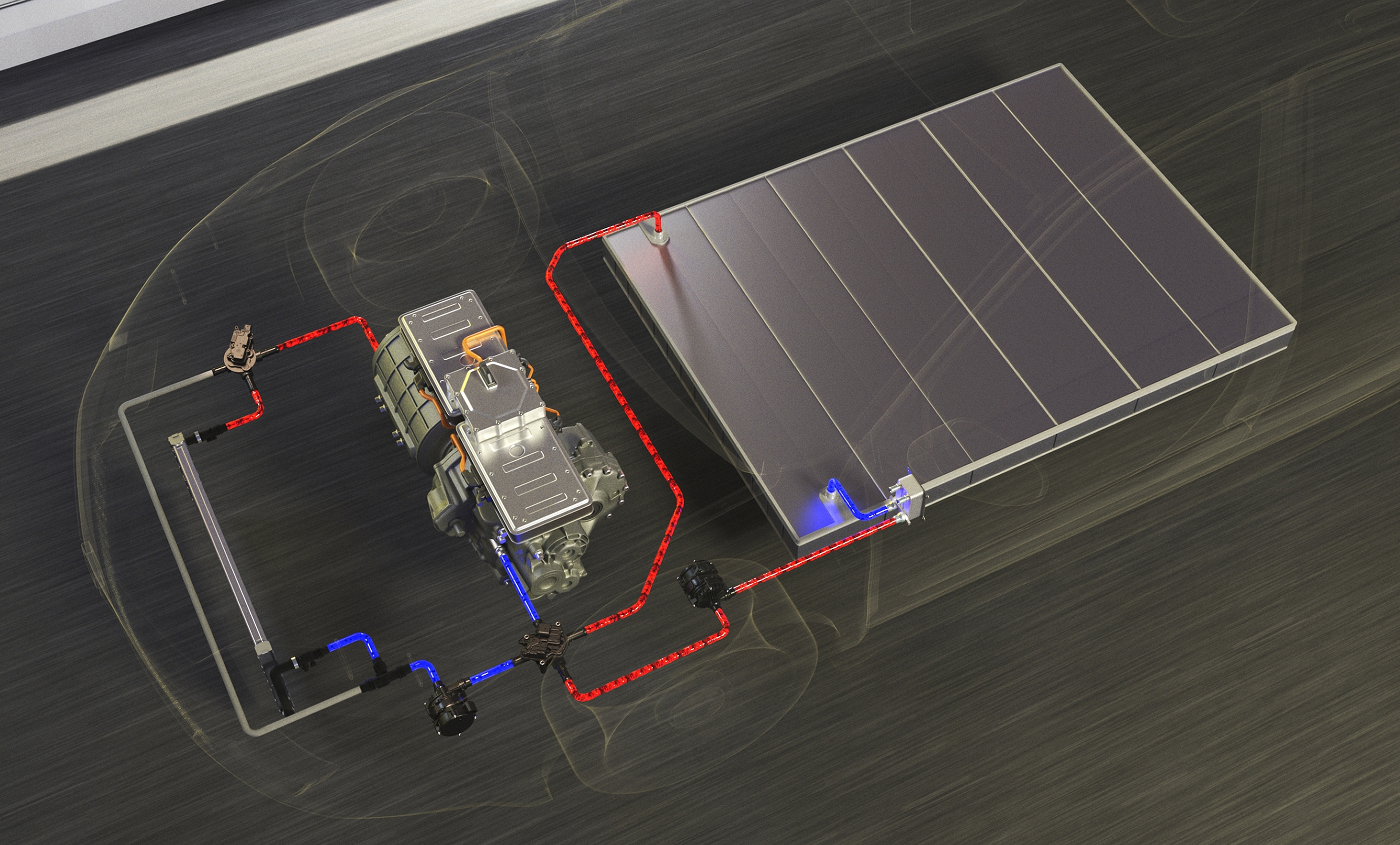 Thermomanagementsystem – Schutz und Effizienzregelung für Hochvoltkomponenten Regelt die Betriebstemperatur verschiedenster Hochvoltkomponenten und sorgt so dafür, dass diese stets in ihrem optimalen Temperaturbereich arbeiten.